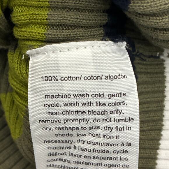 Tommy Hilfiger 100% Cotton Cropped Sweater Womens S Green Blue Striped Y2K 90s - Picture 7 of 7